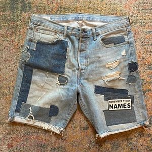 Levi’s 501 CT patch work PRIDE denim shorts.